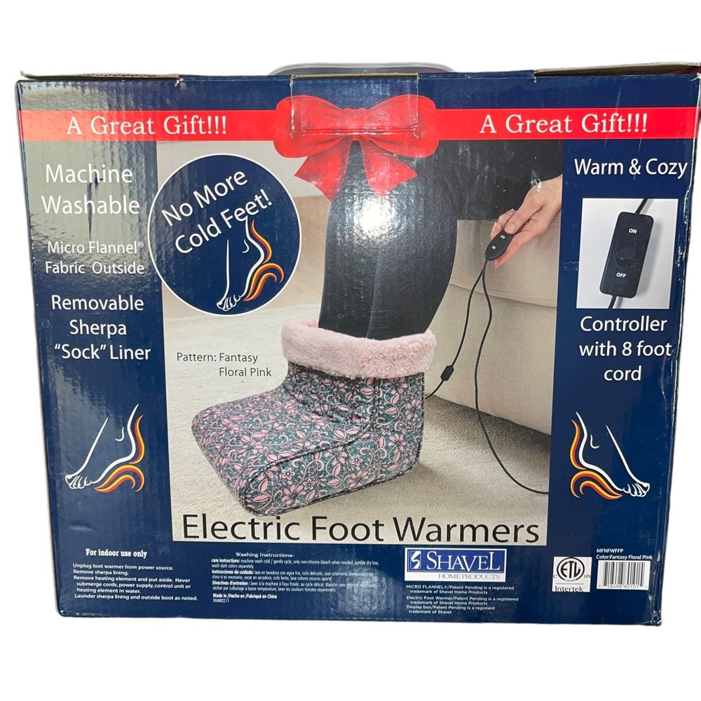 Micro Flannel Shavel Heated Foot Warmer Heat, Removable Sherpa Liner,Pink/Grey.